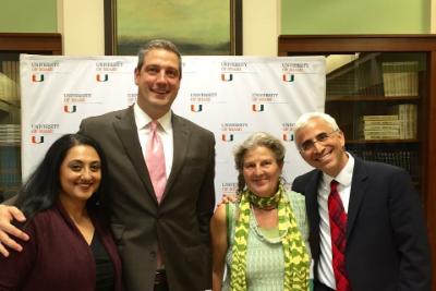 Congressman Tim Ryan with Amishi Jha, Maria T. Kluge, Leonidas Bachas, and Scott Rogers.
